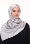 Women's Plain Crepe Satin Shiny Luxury Evening Dress Shawl-Light Gray - 5
