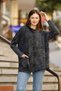 Women's Black Wide Turtleneck Pocket Detailed Long Sleeve Oversize Ethnic Cotton Knitwear Blouse Sweater