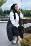 Women's Black Hooded Quilted Vest MNL-023Y - 5