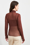 Women's Brown Tulle Transparent Blouse - 4
