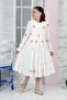 GARNISHED DAISY PATTERNED BEACH COLLAR LONG SLEEVE DRESS - 2