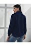 navy blue lossangeles printed high neck half zipper sweater - 2