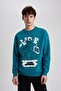 Oversize Fit Crew Neck Sweatshirt