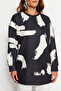 Black Patterned Crew Neck Scuba Knitted Sweatshirt TCTAW23TW00049 - 4
