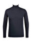 Men's Full Turtleneck Knitwear Navy Blue Sweater Plain Steel Knit Classic Fit