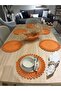 Orange Galaxy Modern Jute Plate and Bread Bowl set of 7 - 4