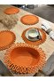 Orange Galaxy Modern Jute Plate and Bread Bowl set of 7 - 2