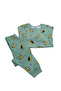Boy's Cotton Green Moon Patterned Long Sleeve Pajama Set - 3