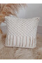 Macrame Knitted Linen Decorative Throw Pillow Cover Single - Pillow 43x43 Cm (Color Cream)
