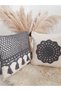 Macrame Knitted Linen Decorative Throw Pillow Cover Single - Pillow 43x43 Cm (Color Antresite) - 4