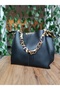 Women's Leather Bag with Scarf and Chain Accessories
