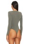 Women's Army Green Deep Cut Bodysuit - 4