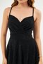 FLEXIBLE BRIGHT SHINING FABRIC BLACK COLOR STRAPPED MINI EVENING DRESS GL-700 582526 - 8