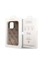 iPhone 14 Pro Max Compatible Case Guess Licensed Pu Leather with Rhinestone Triangle Logo 4g Pattern Brown - 5