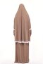 Women's Two Piece Lycra Sandy Fabric Lace Sleeve Prayer Dress-mink - 4