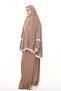 Women's Two Piece Lycra Sandy Fabric Lace Sleeve Prayer Dress-mink - 3