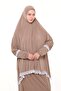 Women's Two Piece Lycra Sandy Fabric Lace Sleeve Prayer Dress-mink - 5