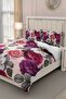 Cotton Satin Double Duvet Cover Set with Elastic Sheets Flower Dream - 3