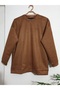 Unisex Very Loose Oversize Loose Cut Suede Sweat Pants Double Set Brown - 5