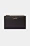 2804 Genuine Real Leather Snap Fastener Zippered Women's Wallet Flother Black