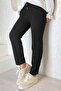 Lycra Double Fabric Trousers with Elastic Waist - Black - 4