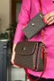 Large Size 5 Compartments 2 Straps Crossbody Women's Shoulder Bag 2184 Red Combination