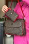 Large Size 5 Compartments 2 Straps Crossbody Women's Shoulder Bag 2184 Red Combination - 3