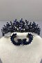 Navy Blue Whole Leaf Model Bridal Crown and Round Earring Set – Crown, Crystal Stone, Stylish Model – Ta - 4