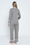 Brown Lace Detailed Buttoned Front Maternity and Maternity Pajamas Set - 5