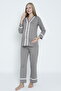 Brown Lace Detailed Buttoned Front Maternity and Maternity Pajamas Set - 2
