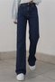 High Waist Casual Women's Navy Blue Super Leg Denim Palazzo Pants - 2
