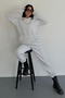 Kangaroo Pocket Hooded Detailed Sweatshirt and Elastic Leg High Waist Gray Tracksuit 400 - 4