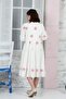GARNISHED DAISY PATTERNED BEACH COLLAR LONG SLEEVE DRESS - 8