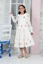 GARNISHED DAISY PATTERNED BEACH COLLAR LONG SLEEVE DRESS - 6