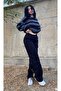Harajuku Grey-black Striped Streetwear Standard Size Oversize Unisex Sweater - 4