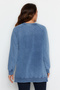 Mavi Yıkamalı Yanı Yırtmaç Detaylı Oversize Örme Sweatshirt TCTSS23TW00062 - 6