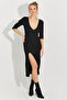 Women's Black Slit Camisole Midi Dress Yİ2497 - 2