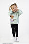 Girl's Medium Thickness Printed Knitted Basic Tights Top and Bottom Set - 4