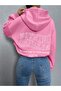 Women's Pink Nothing Printed Hooded Hoodie Sweatshirt