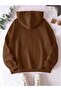 Women's Brown Hooded Hoodie Sweatshirt - 2