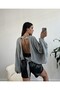 Light Gray Open Back Knitwear Sweater 26027 - 5
