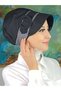 Nazli Model Large Black and White Houndstooth Hijab Black Hat with Buckle - 3