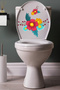 Yellow Red Turquoise Flowers Toilet Sticker Bathroom Sticker Set - 2