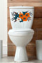 Orange White Wild Flowers - Toilet Seat Sticker, Bathroom Styili Ech119 - 4