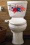 Watercolor Red Purple Flowers and Leaves Toilet Seat Sticker
