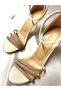 Lady Nude Beige Nude Satin Jewelled Very Stylish 8 Cm Transparent Heeled Blunt Square Wedding Engagement Evening Dress Shoes - 3