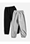 Girl's 2-Pack Minimal Heart Printed Grey-Black Tracksuit - 2