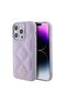iPhone 15 Pro Compatible Case Licensed Pu Leather Metal Lettering Logo Quilted Cover Light Purple - 2
