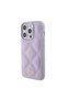 iPhone 15 Pro Compatible Case Licensed Pu Leather Metal Lettering Logo Quilted Cover Light Purple - 3