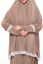 Women's Two Piece Lycra Sandy Fabric Lace Sleeve Prayer Dress-mink - 6